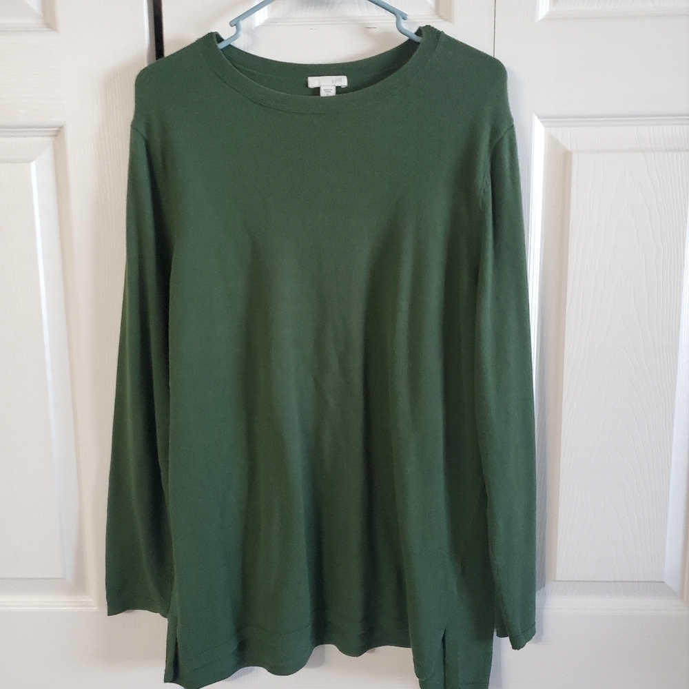 J JILL  XL.  HUNTER GREEN LONG SLEEVES SWEATER. LIGHTWEIGHT.